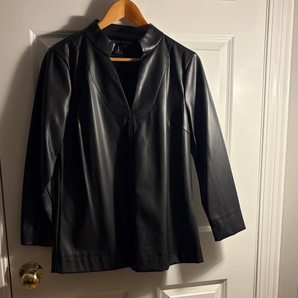 Peace of Cloth Black Faux Leather Jacket
